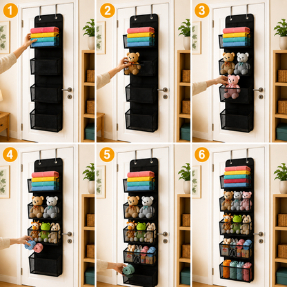 6 Katlı Kapı Arkası Düzenleyici Raf  - Bebek, Çocuk Odası ve Banyo Organizer 133x29 cm