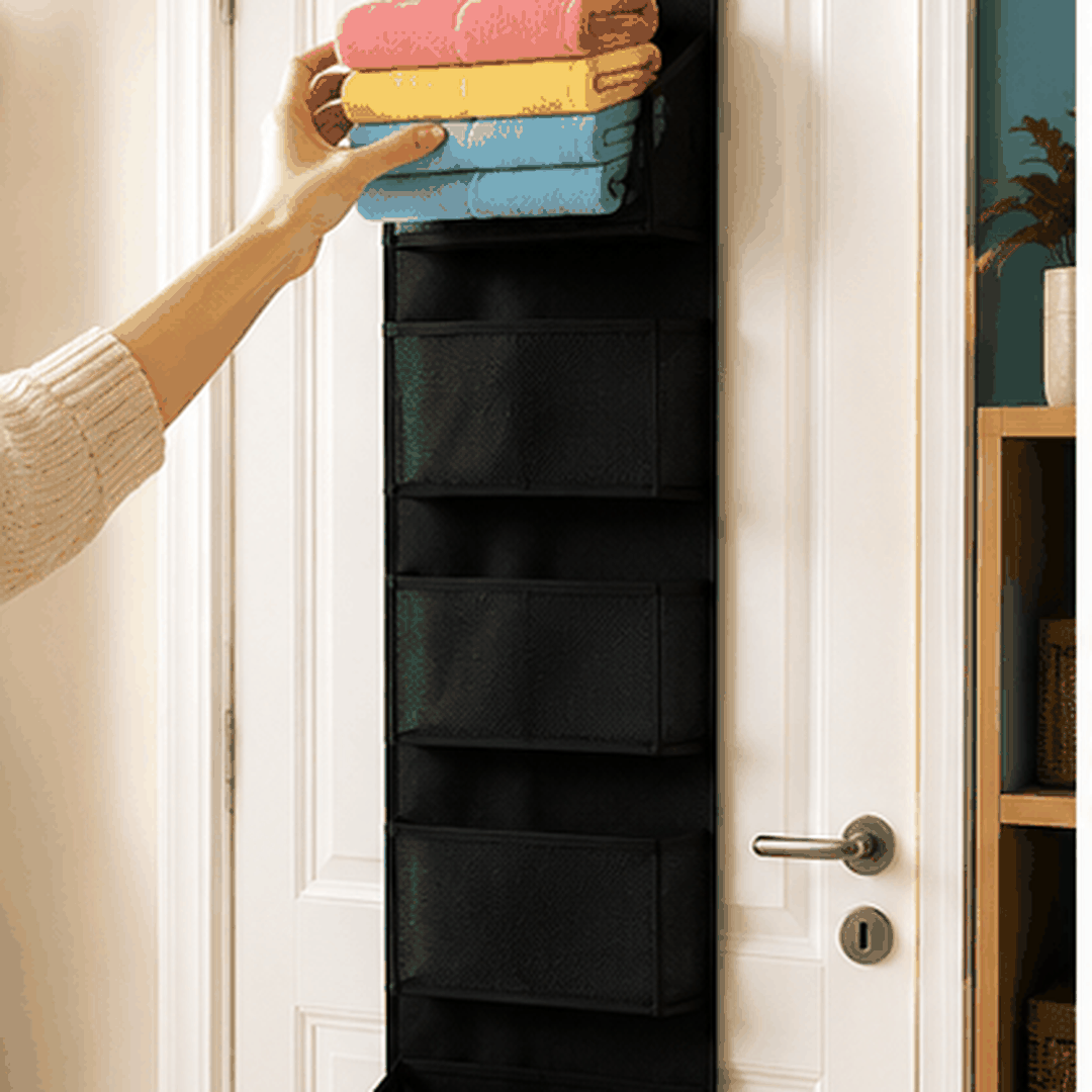 6 Katlı Kapı Arkası Düzenleyici Raf  - Bebek, Çocuk Odası ve Banyo Organizer 133x29 cm